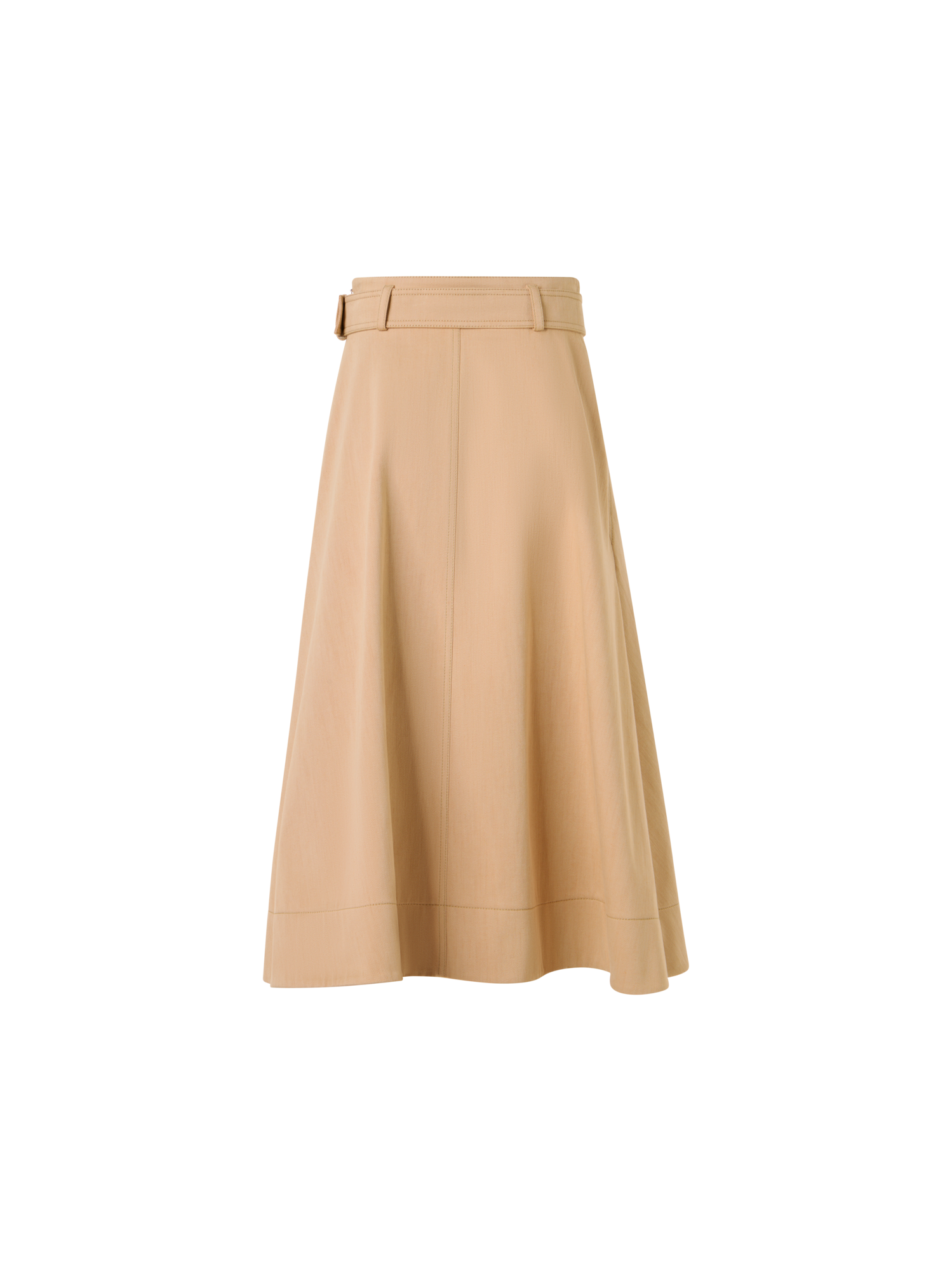 Designer Midirock aus Stretch-Baumwoll-Denim - Beige