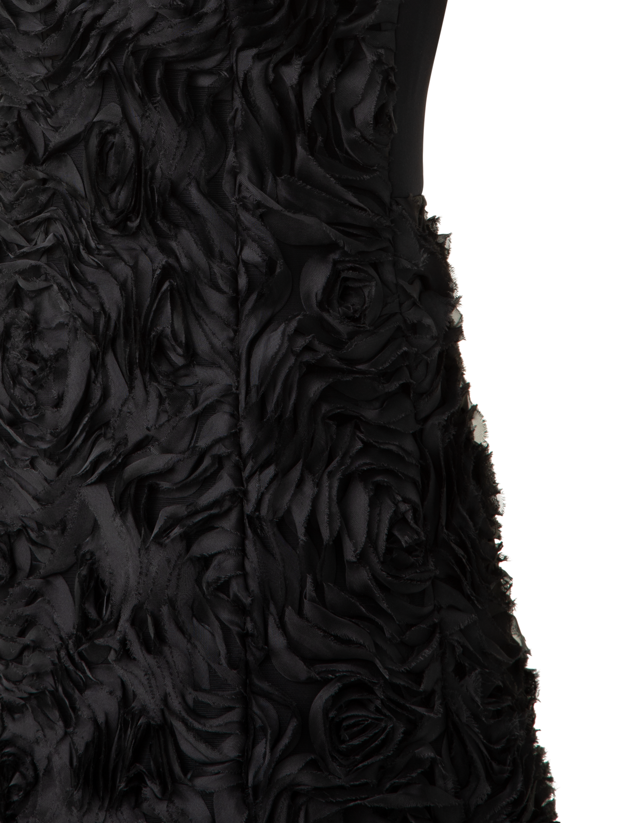 Designer Flared Midikleid mit 3D Carnation Stickerei - Schwarz