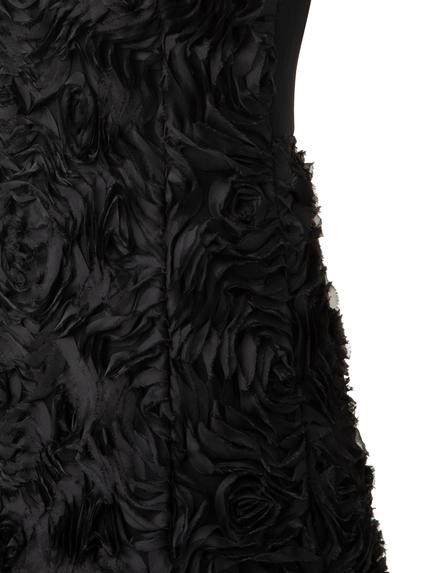 Designer Flared Midikleid mit 3D Carnation Stickerei - Schwarz