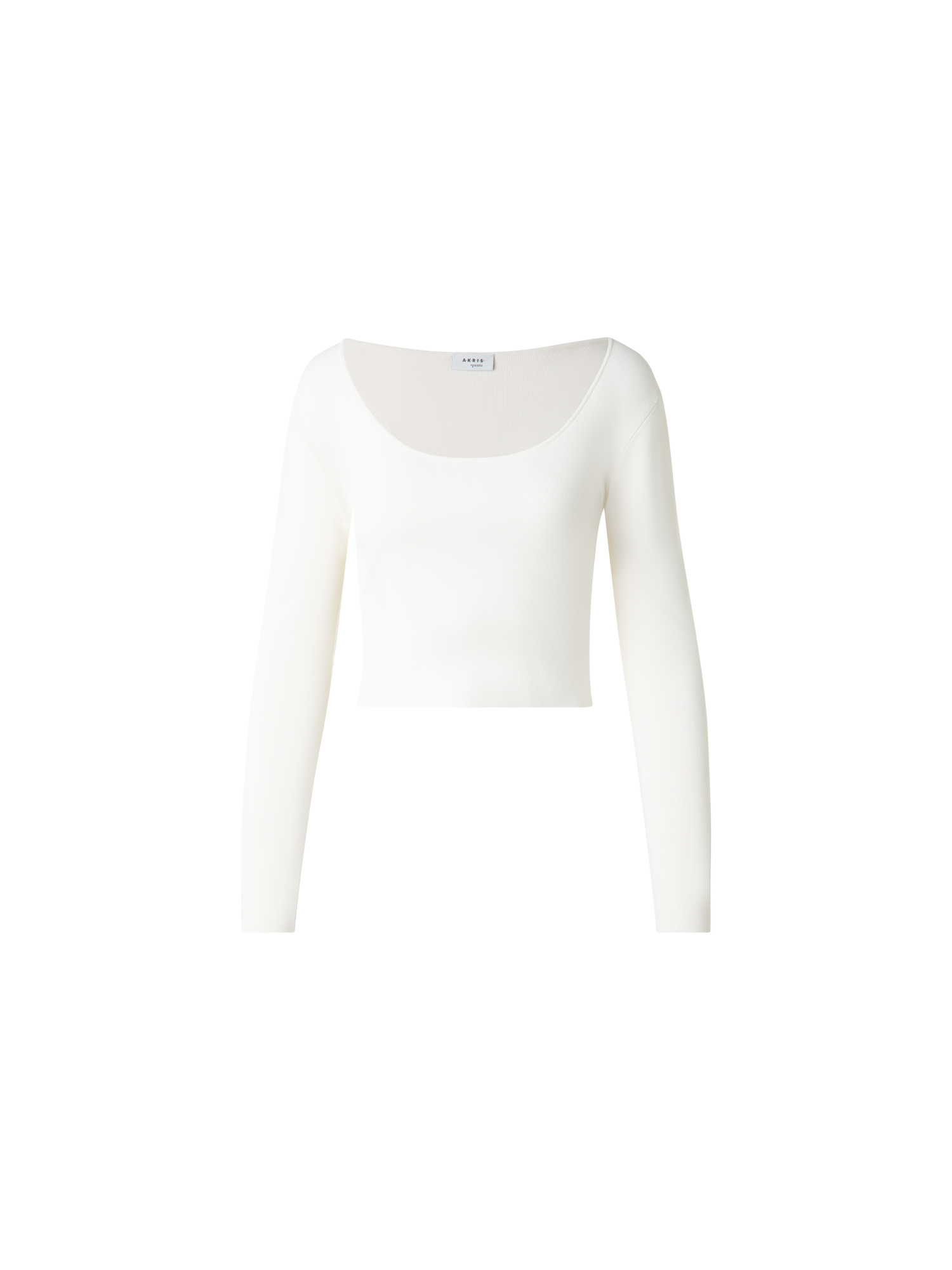 Designer Langärmeliges Cropped-Strick-Top aus Viskose - Weiss
