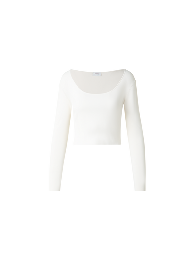 Designer Langärmeliges Cropped-Strick-Top aus Viskose - Weiss