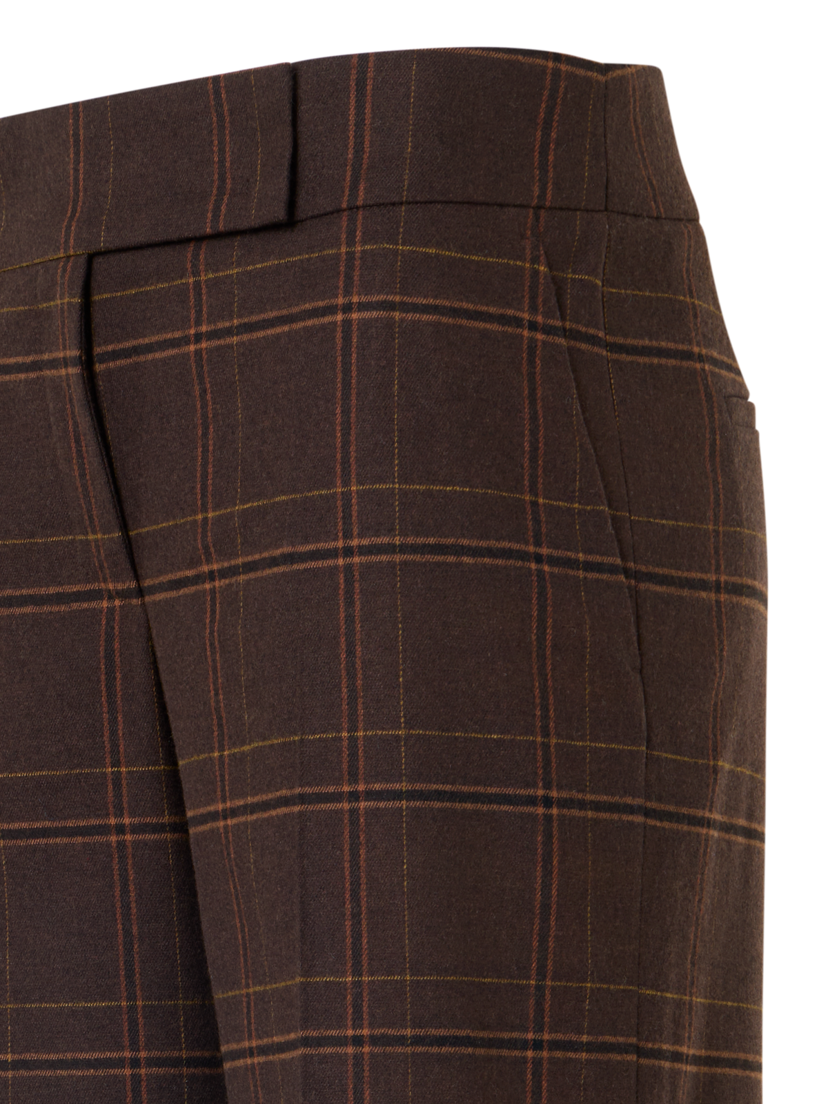 Designer Weite karierte Flanellhose - Braun