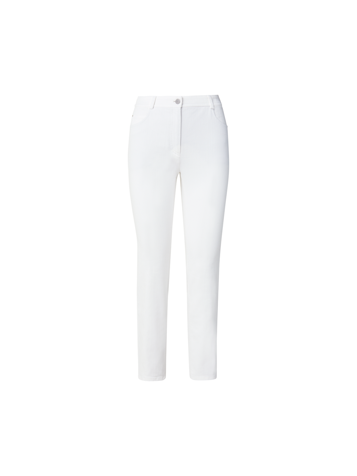Designer Cropped Gerade Hose aus Stretch Baumwoll-Denim - Ecru - Weiss