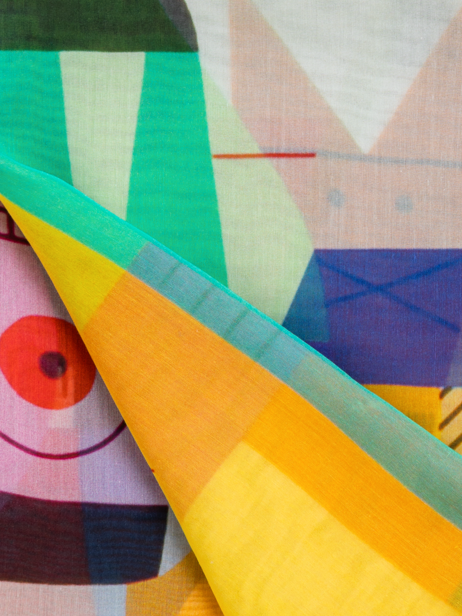 Designer Wooden Dolls Druck Schal aus Baumwoll-Seide - Bunt