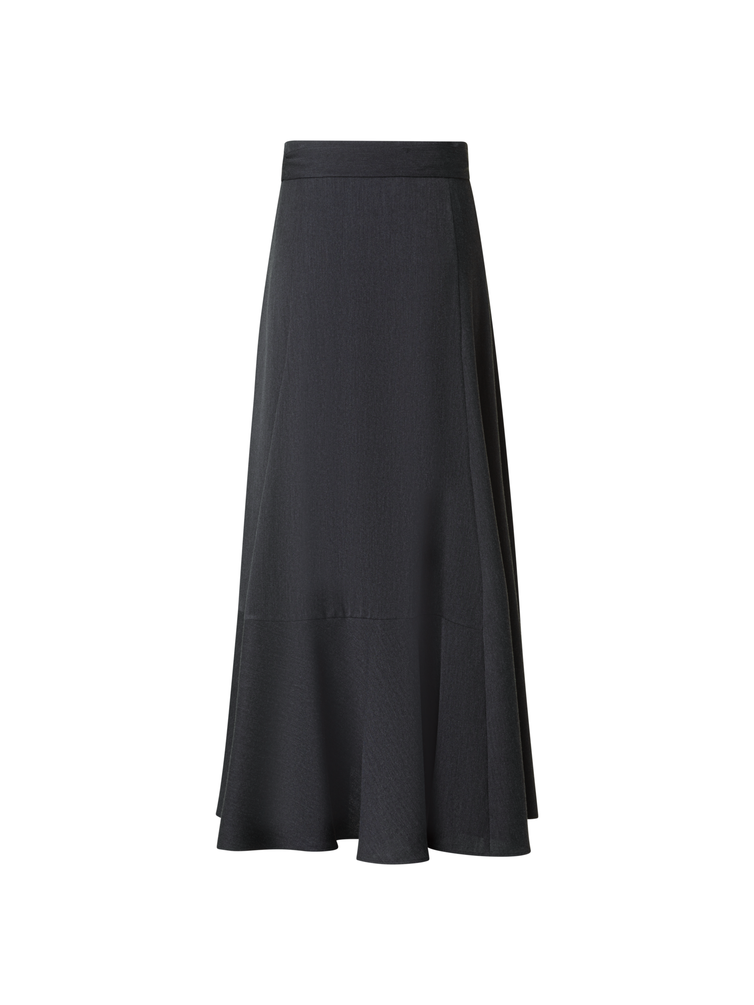 Designer Langer weiter Boho Wollflanell Rock  - Grau