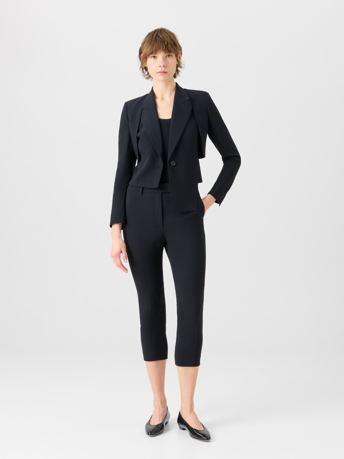 Designer Flavi schmale Caprihose aus Woll-Doubleface - Schwarz #editorial