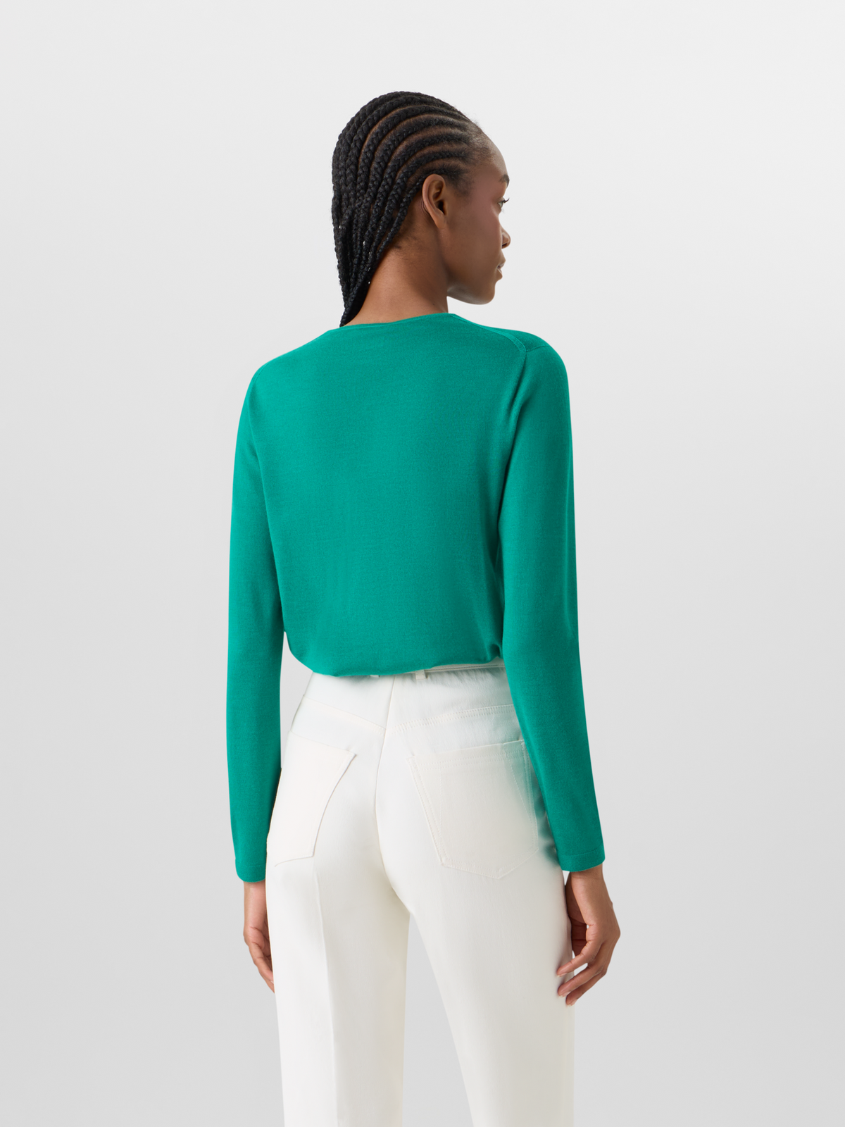 Designer Langärmeliger Strickpullover aus Kaschmir-Seide - Grün #editorial