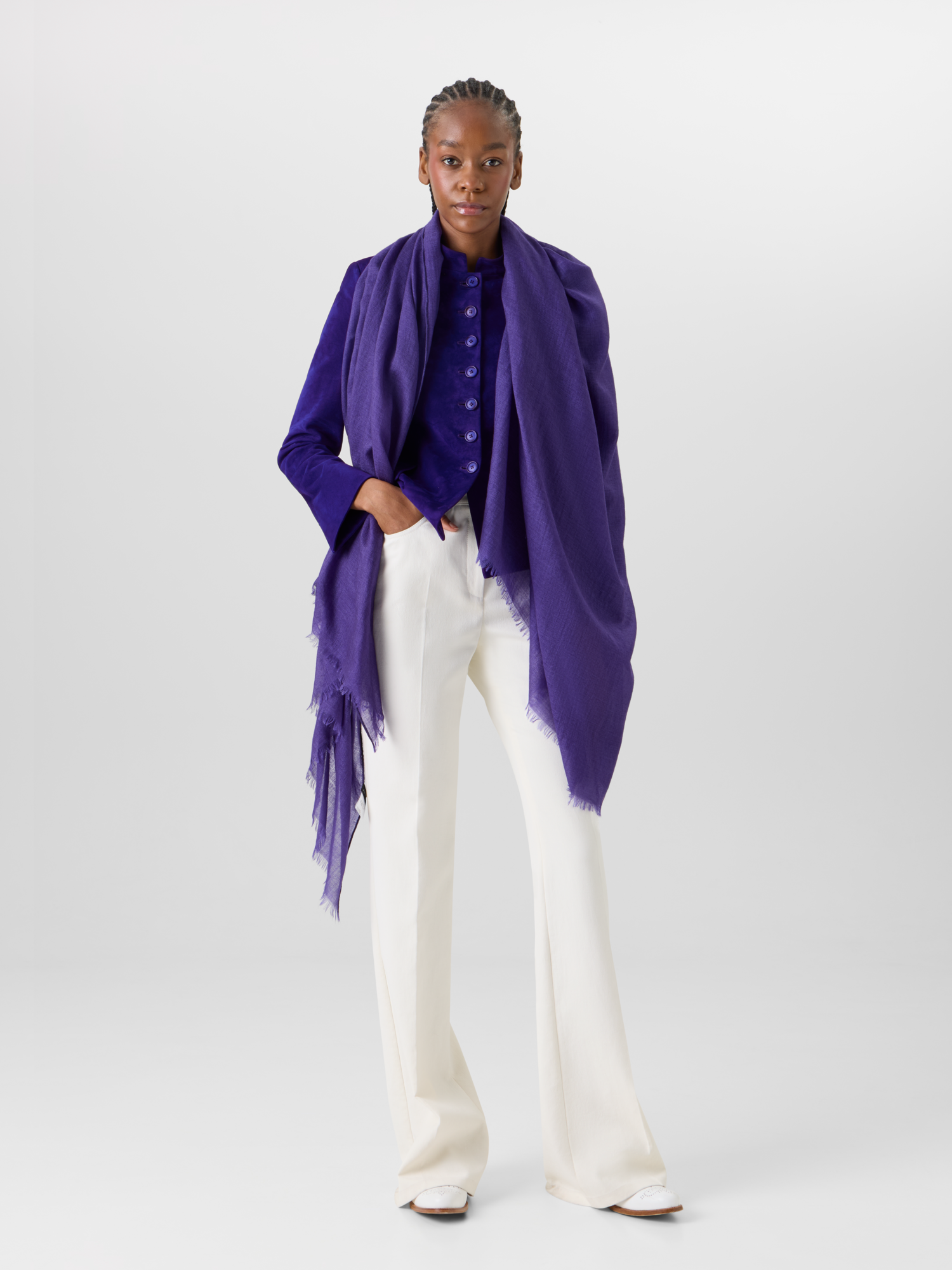 Designer Schal aus Kaschmir-Seide - Violett 