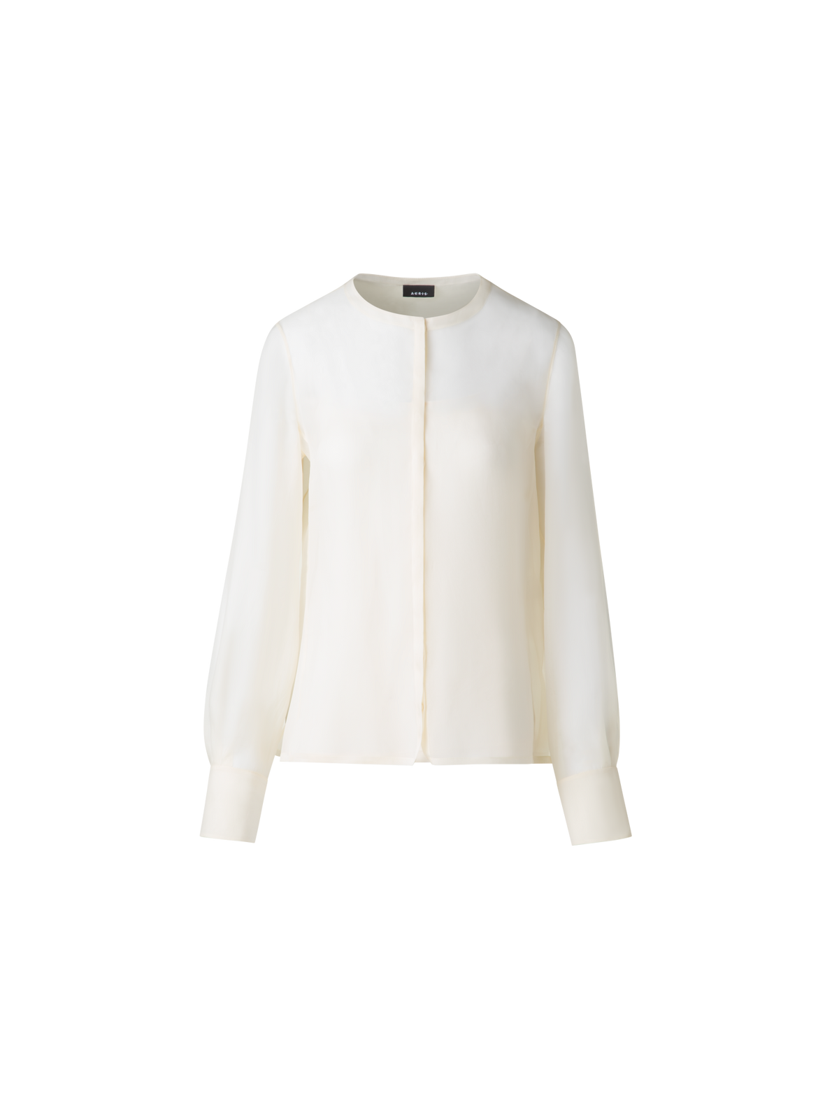 Designer Transparente Seiden-Organza-Bluse - Ecru - Weiss