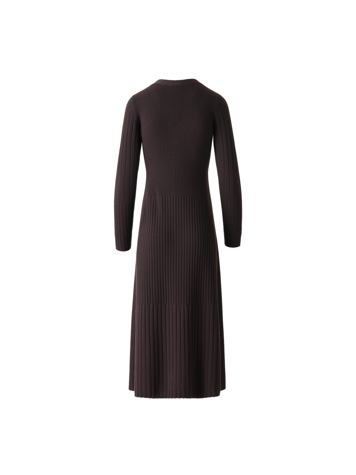 Designer Henley V-Neck Merino Wolle Strickkleid - Braun