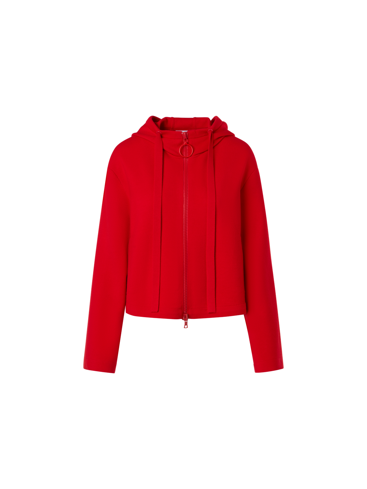 Designer Kurze Kapuzenjacke aus Milano-Strick - Rot