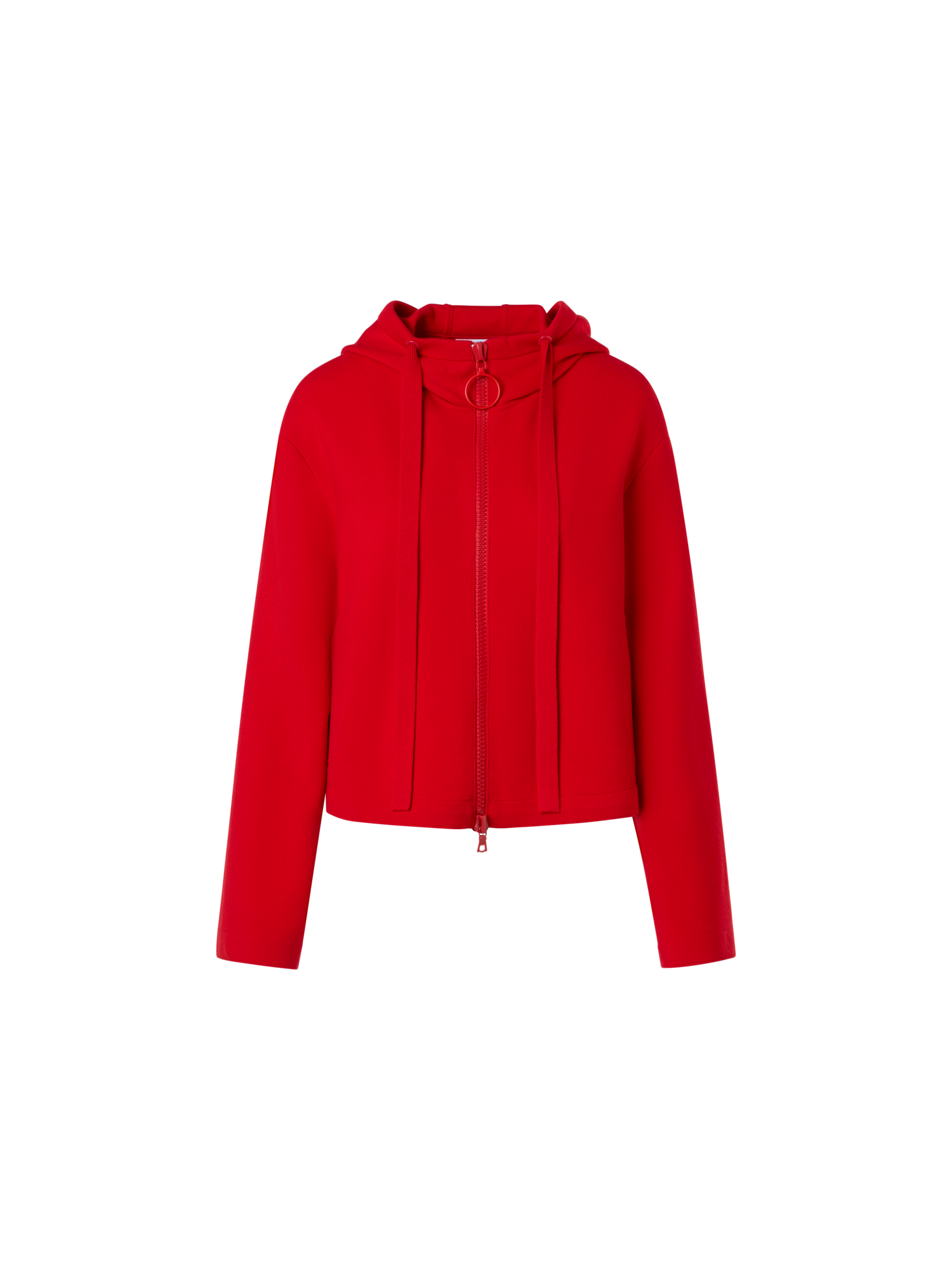 Designer Kurze Kapuzenjacke aus Milano-Strick - Rot