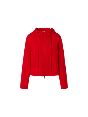 Designer Kurze Kapuzenjacke aus Milano-Strick - Rot