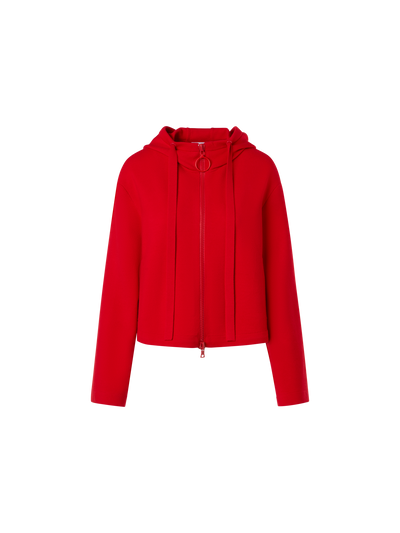 Designer Kurze Kapuzenjacke aus Milano-Strick - Rot