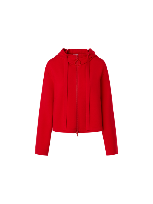Designer Kurze Kapuzenjacke aus Milano-Strick - Rot