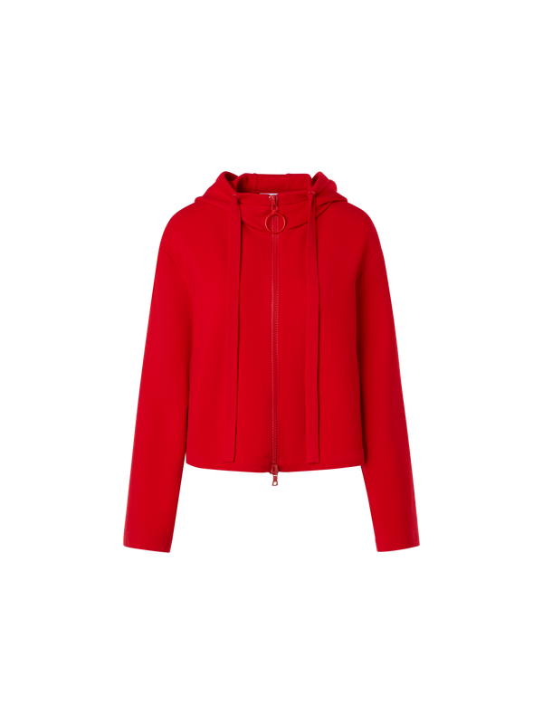 Designer Kurze Kapuzenjacke aus Milano-Strick - Rot