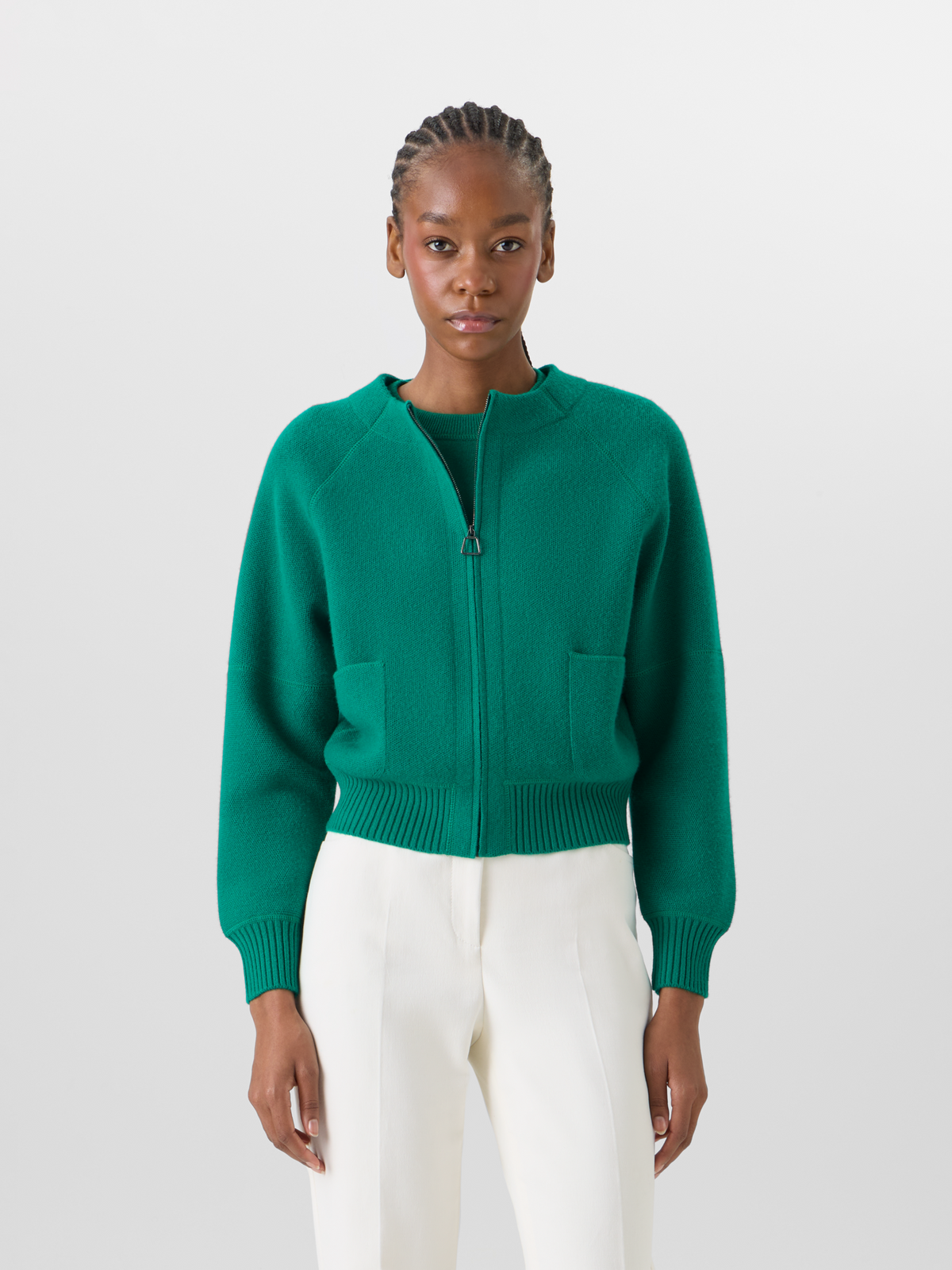Designer Strickjacke aus Kaschmir-Piqué - Grün 