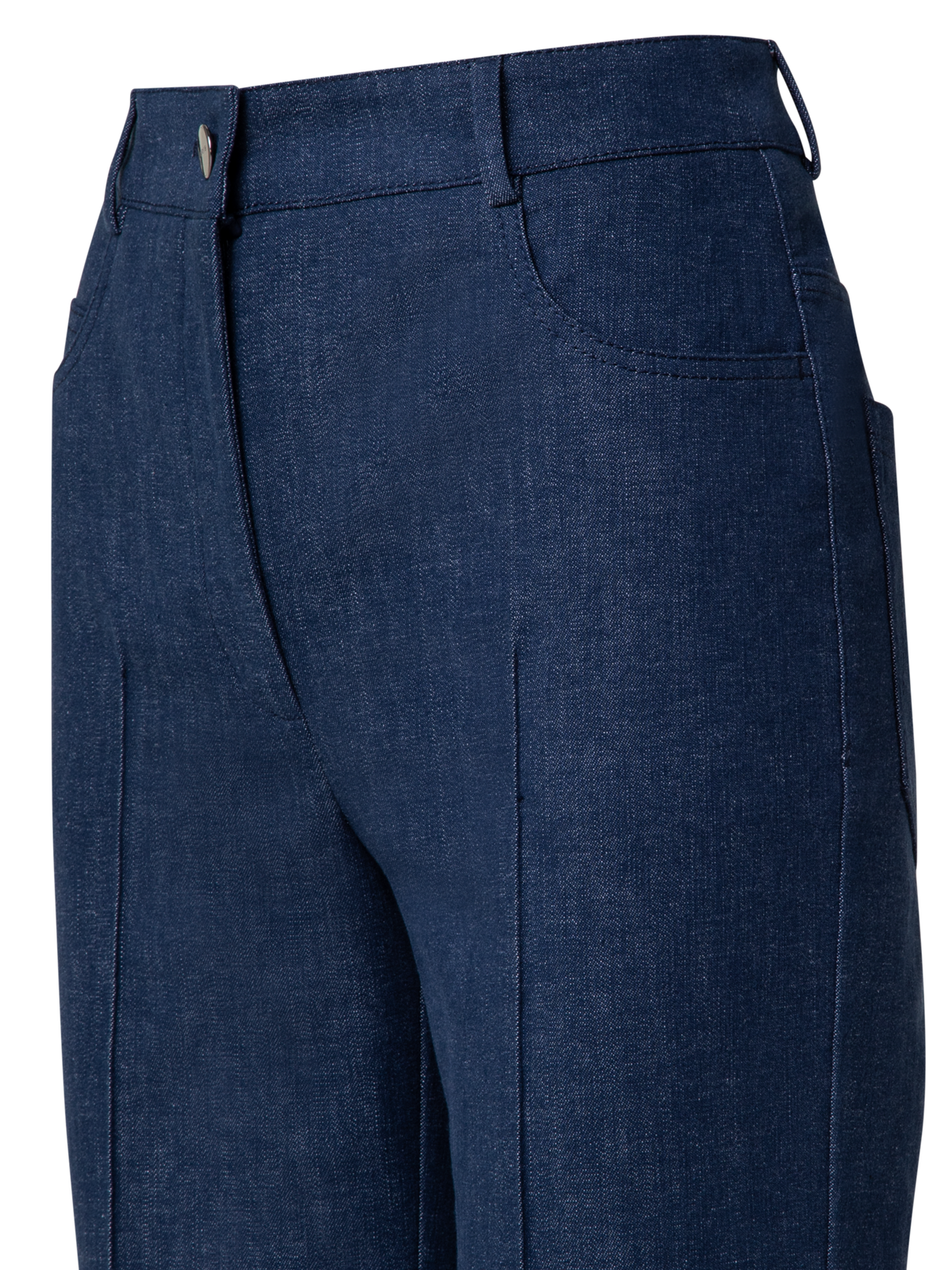Designer Cropped Gerade Hose aus Baumwoll-Denim-Stretch - Blau