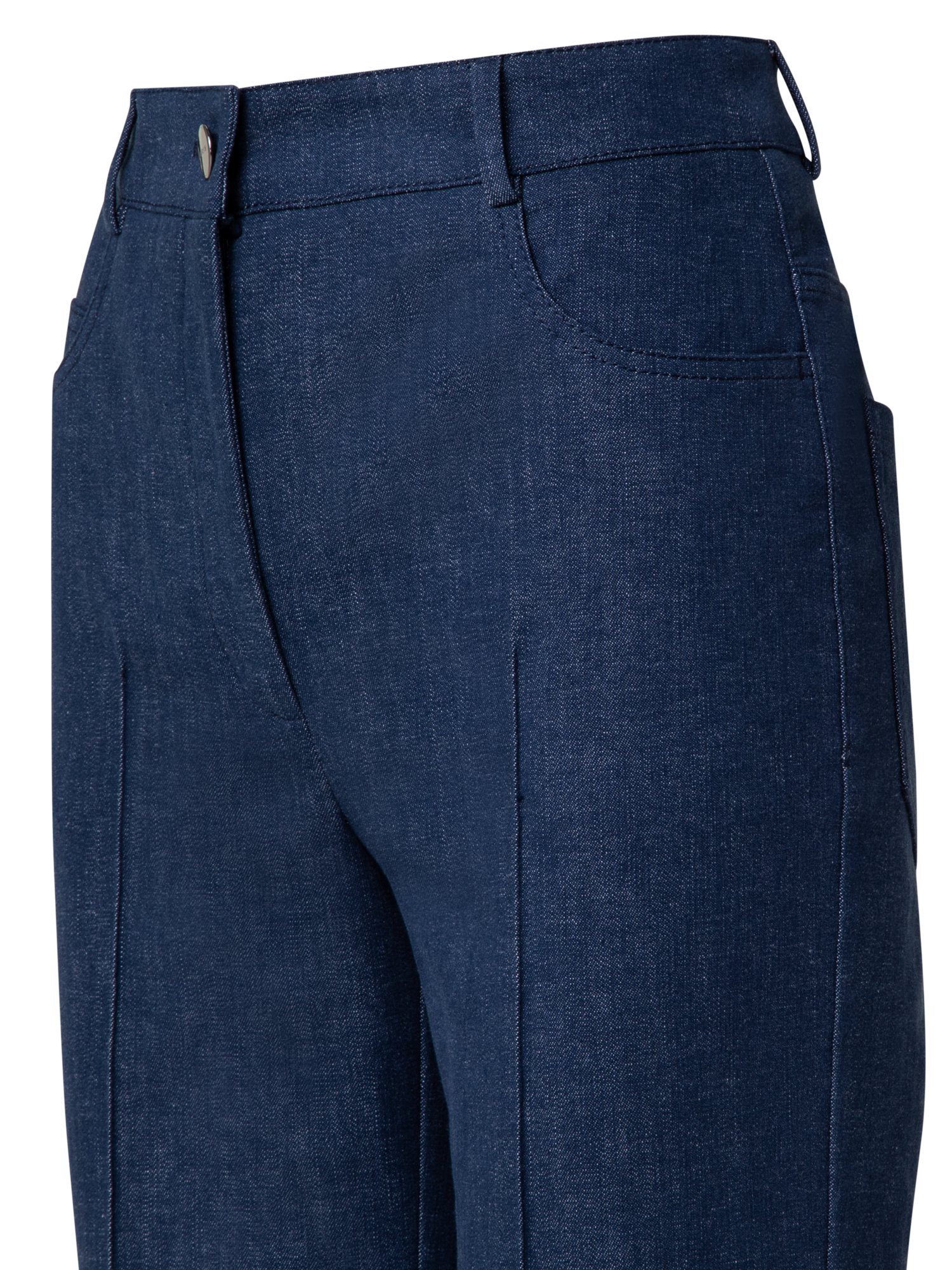 Designer Cropped Gerade Hose aus Baumwoll-Denim-Stretch - Blau