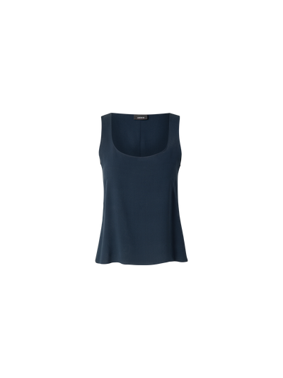 Designer Ärmellose Seidenbluse - Dunkelblau - Blau