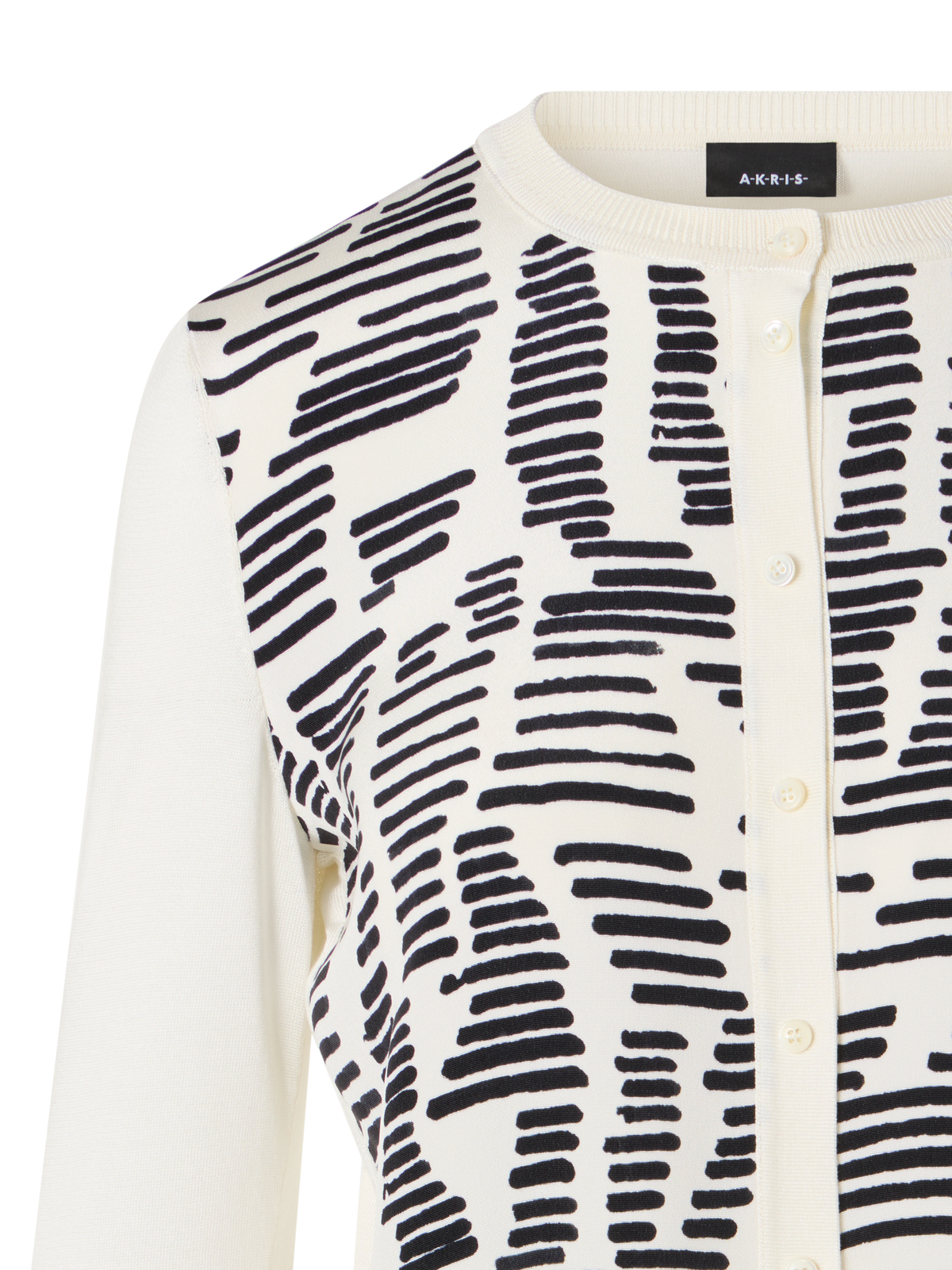 Designer Strickjacke mit Dance Movement Print auf der Vorderseite - Ecru