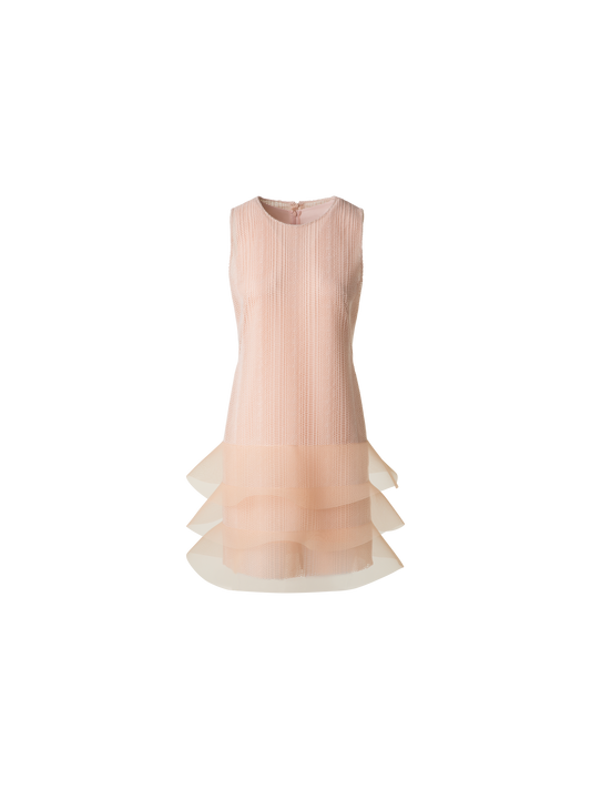 Designer Allover Stickerei-Cocktailkleid mit Wellen - Beige