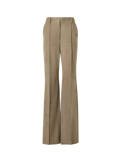 Designer Florine gerade Wide Leg Hose aus Wildleder - Beige