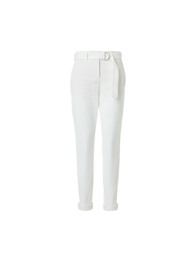 Designer Fallon schmal zulaufende Hose aus Baumwoll-Seersucker - Weiss