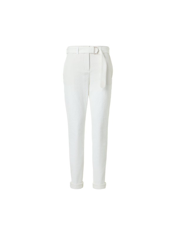 Designer Fallon schmal zulaufende Hose aus Baumwoll-Seersucker - Weiss
