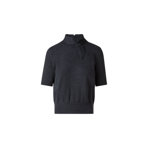 Kurzärmeliger Kaschmirpullover mit Knotendetail