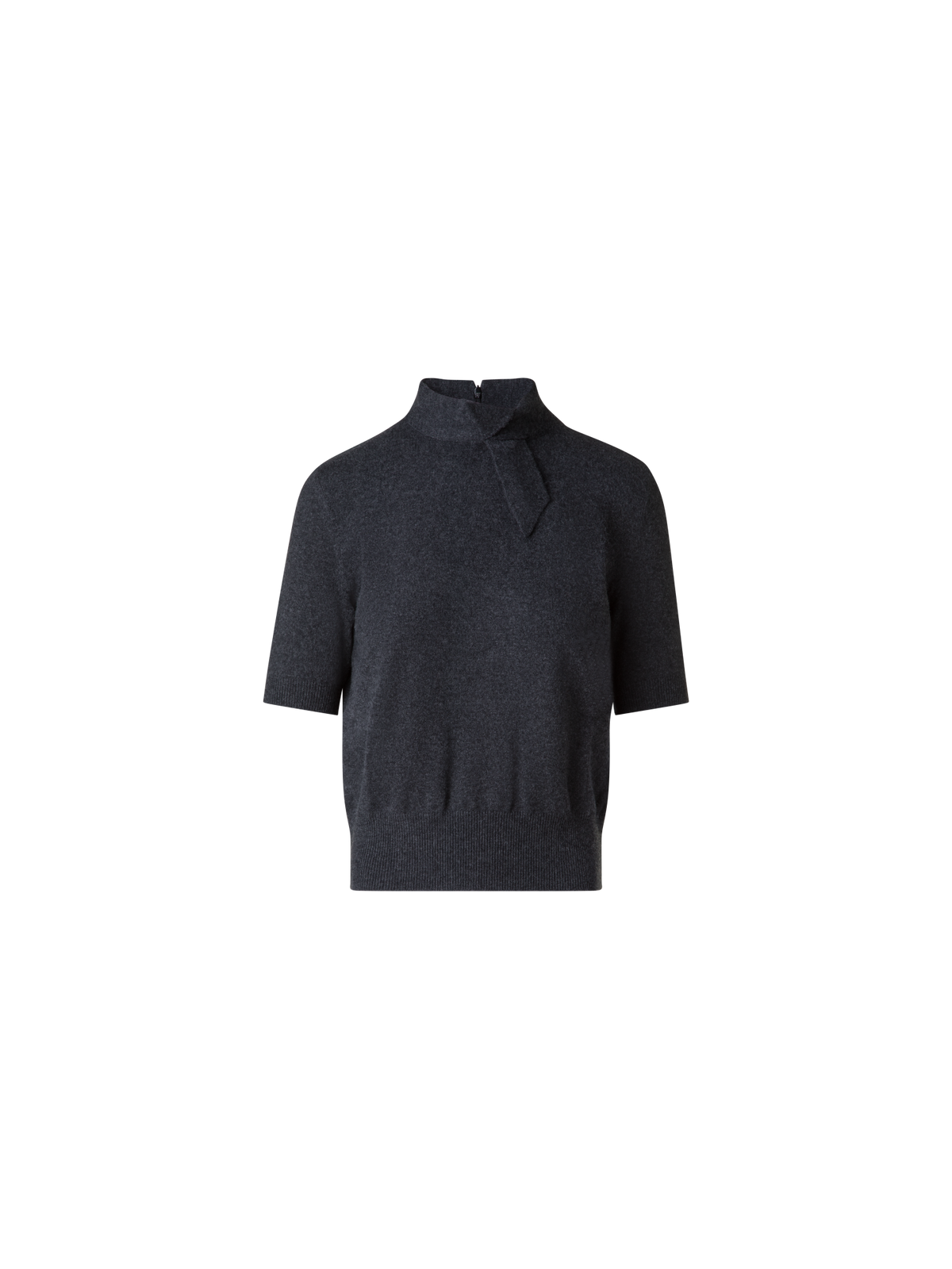 Designer Kurzärmeliger Kaschmirpullover mit Knotendetail - Grau