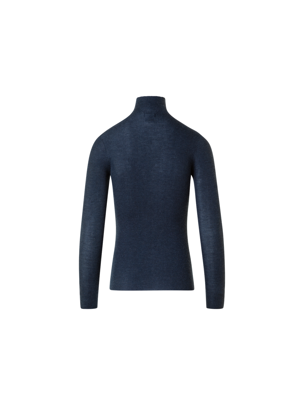 Designer Kaschmir Seide Rippenstrick Stehkragen Pulli  - Dunkelblau - Blau