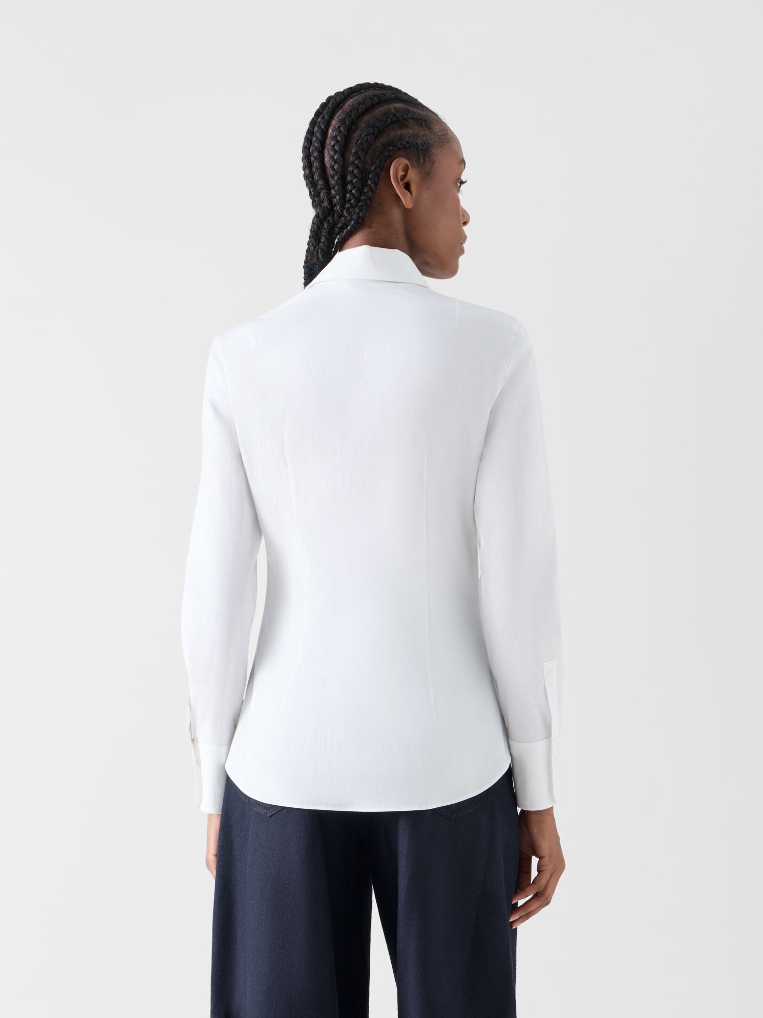 Designer Bluse aus Stretch-Baumwollpopeline - Ecru 