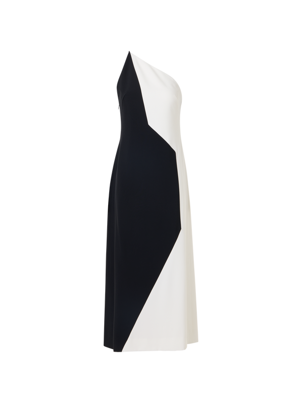 Designer One-Shoulder-Midikleid mit offenem Rücken - Bunt