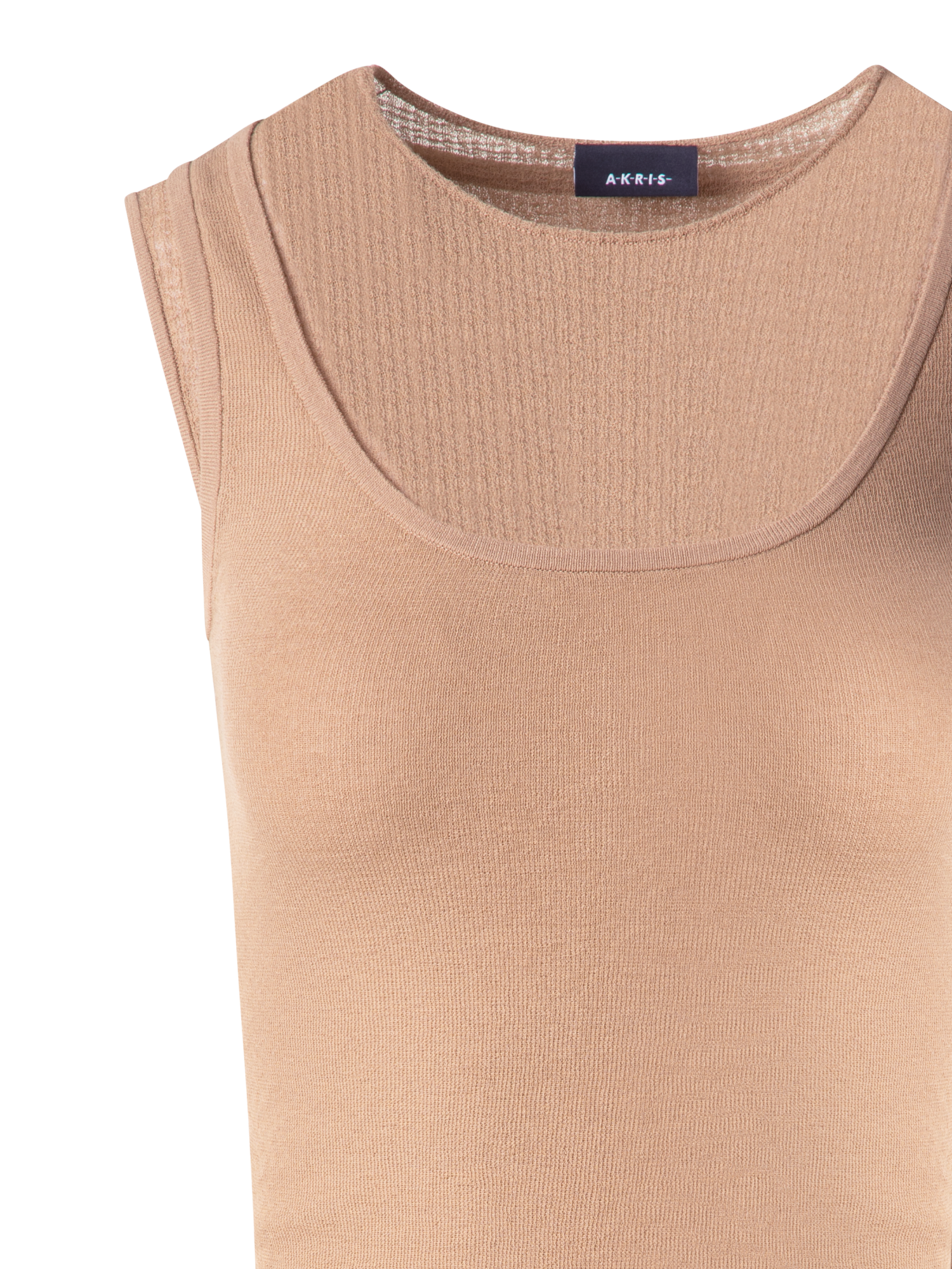 Designer Stricktop aus halbtransparenter Baumwolle - Beige