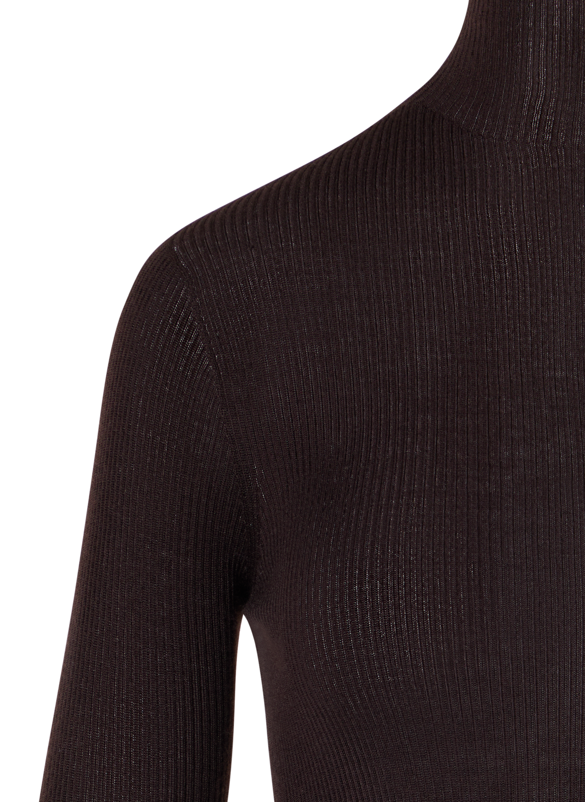 Designer Feinripp-Pullover aus Kaschmirseide mit Stehkragen - Braun