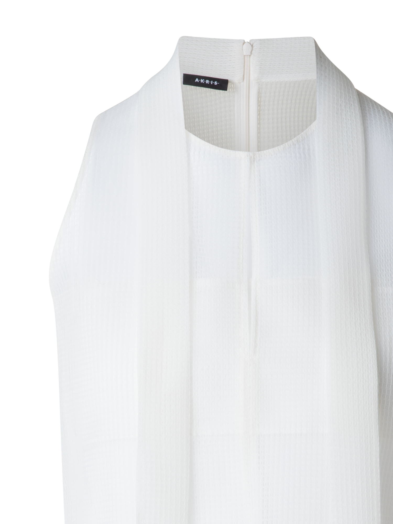 Designer Ärmellose Techno-Bluse mit Schleife - Weiss