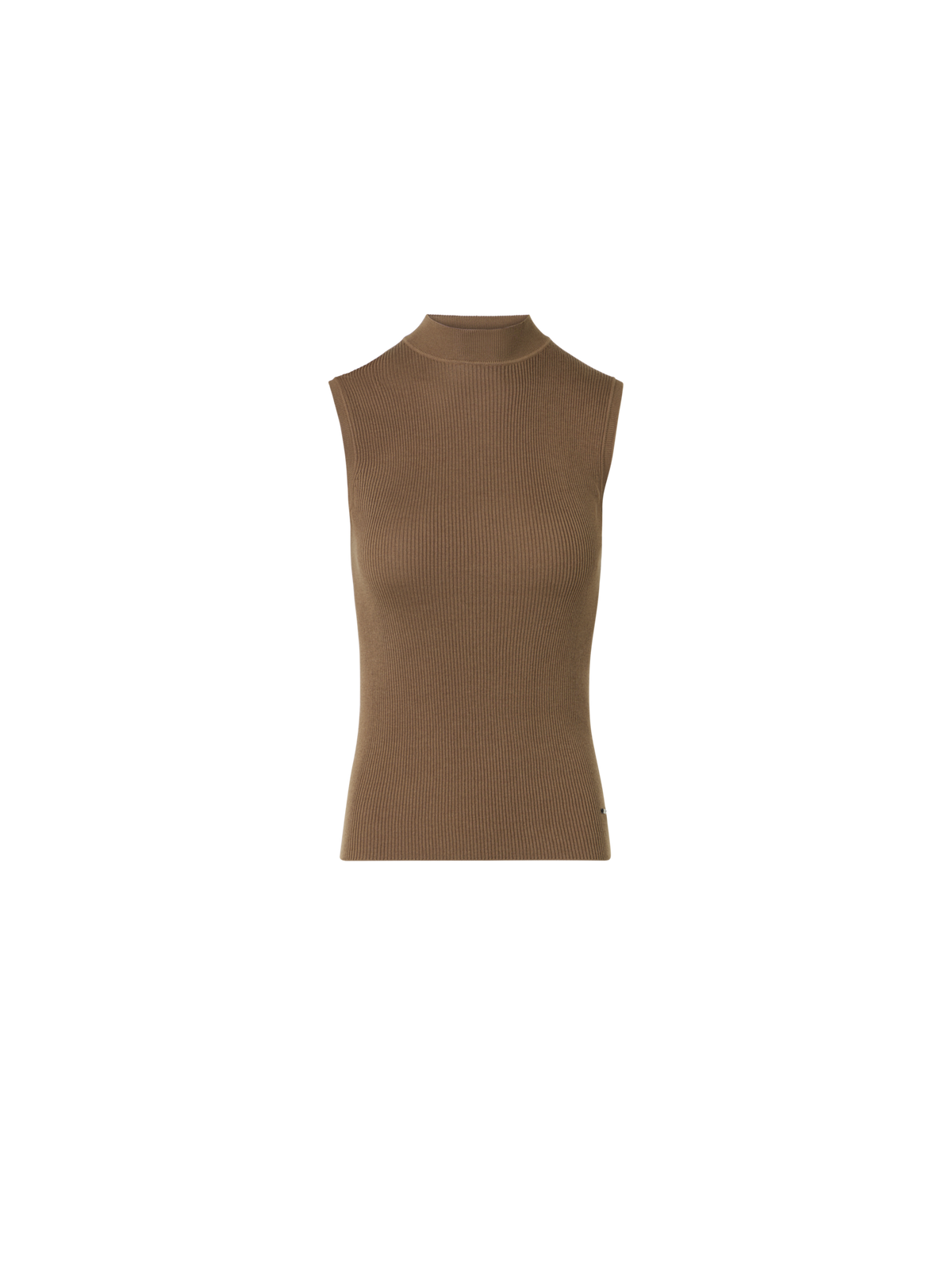 Designer Rippstrick Top aus Seiden-Baumwolle - Braun