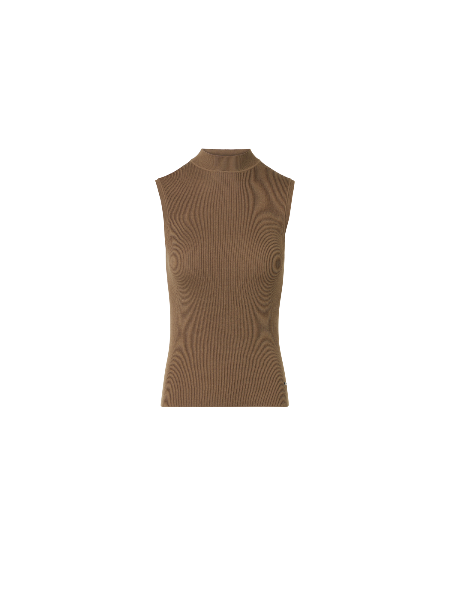 Designer Rippstrick Top aus Seiden-Baumwolle - Braun