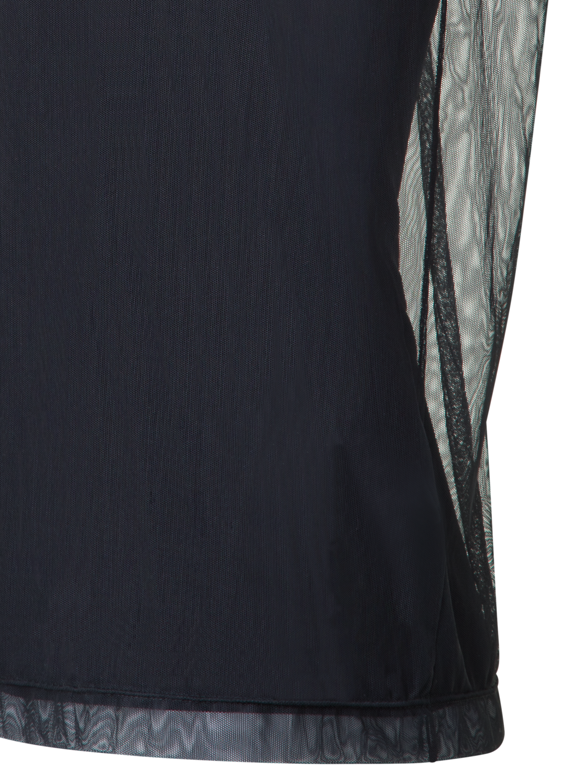 Designer Transparentes Tüll-T-Shirt mit Tanktop - Schwarz