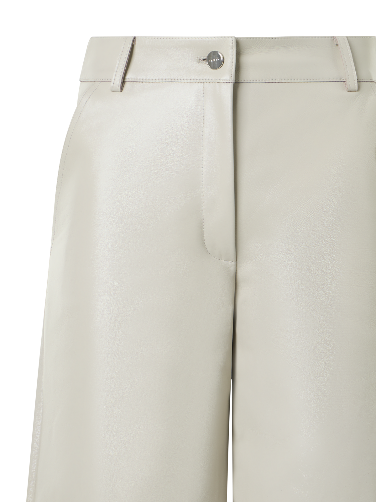 Designer Lackierte Leder-Bermudashorts mit weitem Bein - Beige