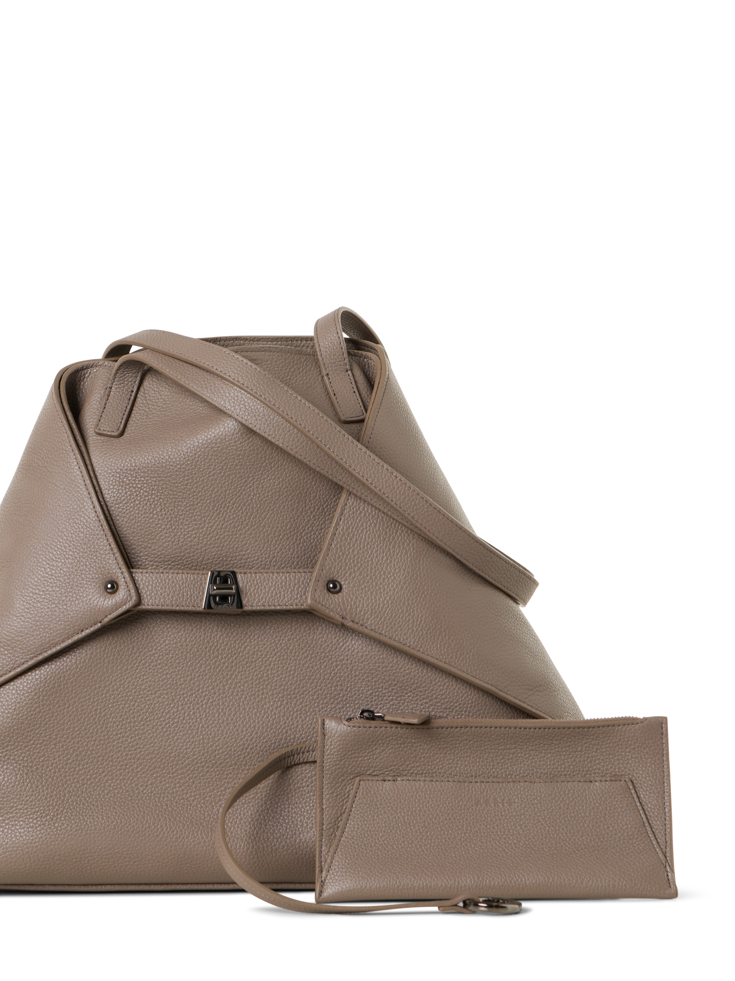 Designer Ai Medium Shoulder Tote - Beige