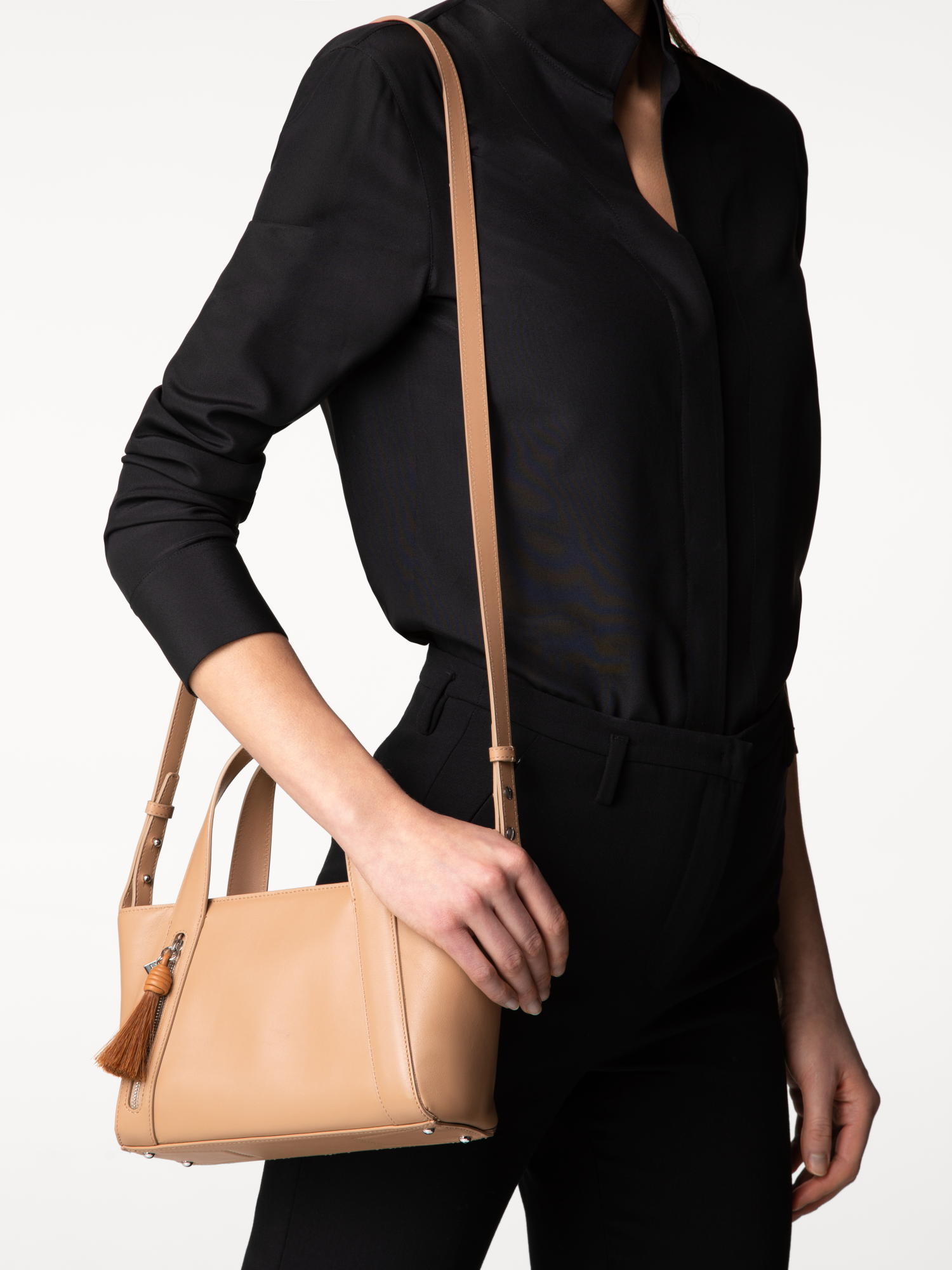 Designer Alexa Little Zip Top Handle Tote - Beige 