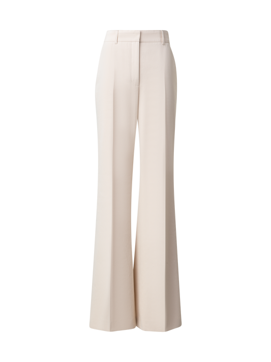 Designer Weite Gerade Hose aus Baumwoll-Wollgabardine - Beige