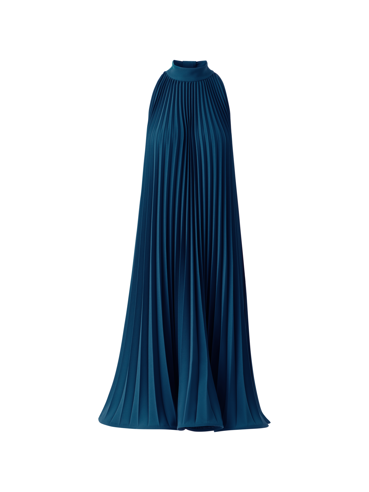 Designer Plissee-Neckholder-Minikleid in A-Linie - Dunkelblau