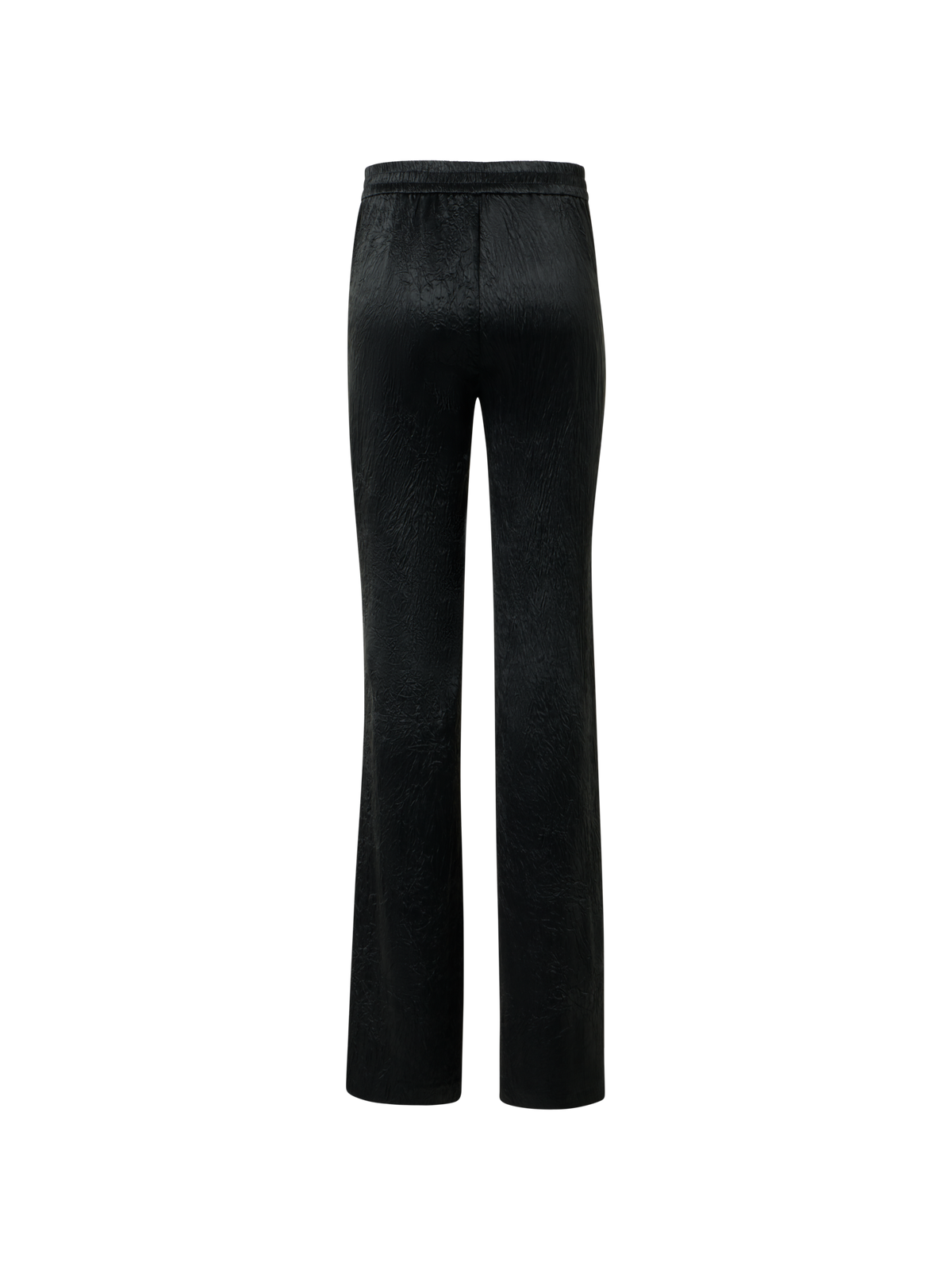 Designer Marla gerade Hose aus Knitter-Satin mit elastischem Bund - Schwarz
