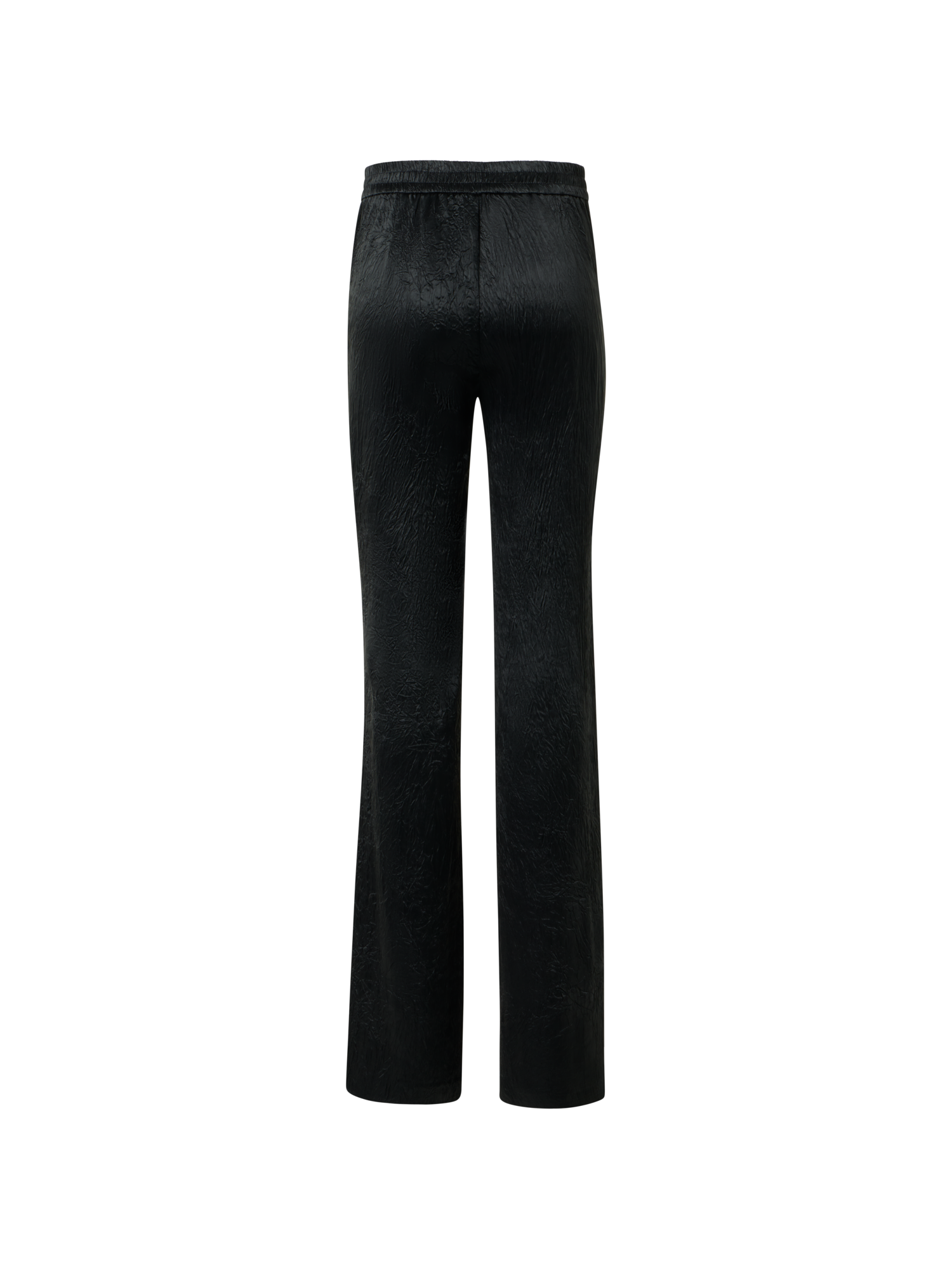 Designer Marla gerade Hose aus Knitter-Satin mit elastischem Bund - Schwarz