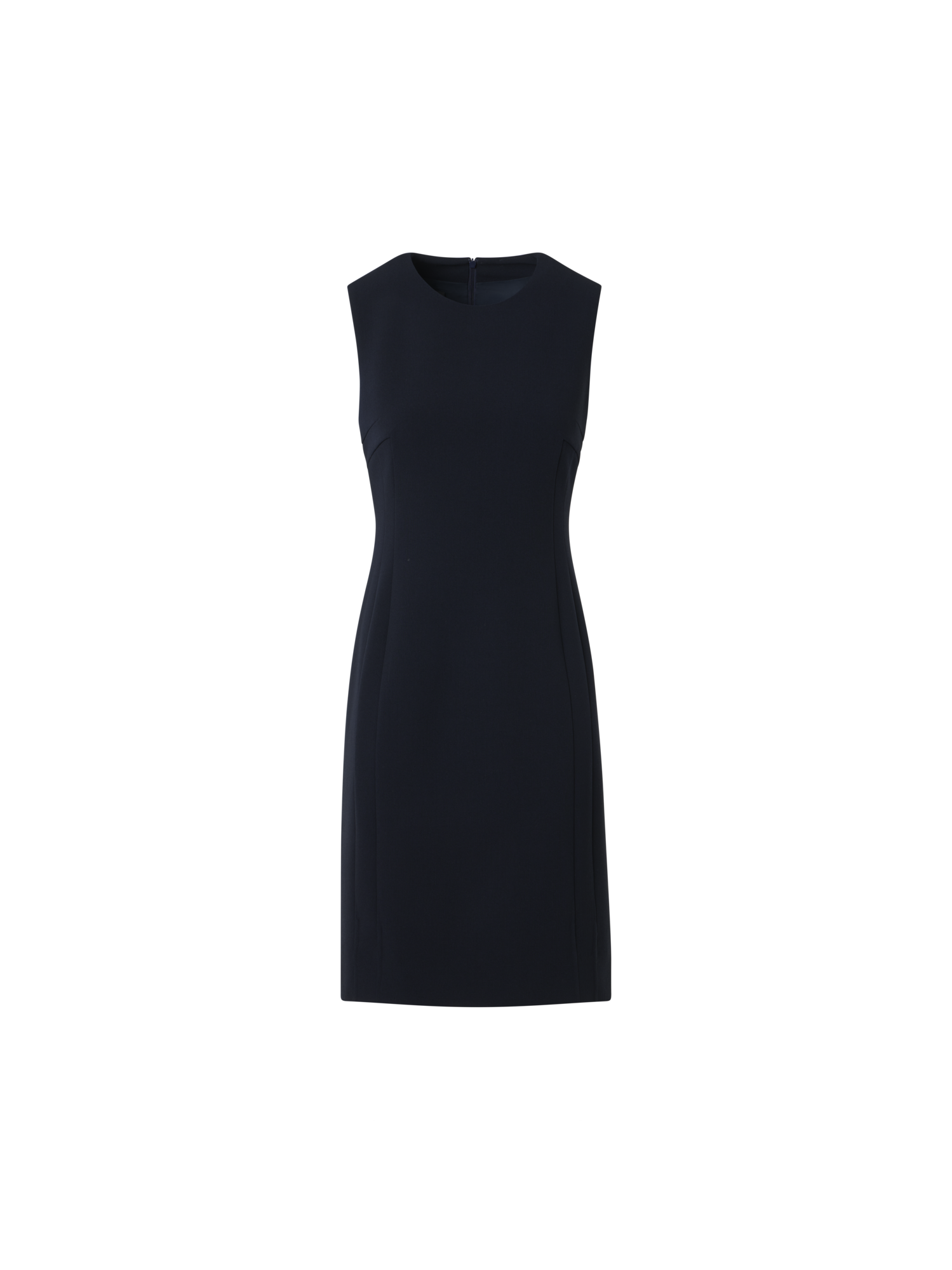 Designer Bi-Stretch-Doubleface-Etuikleid aus Wolle - Dunkelblau