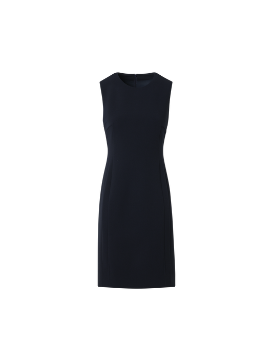 Designer Bi-Stretch-Doubleface-Etuikleid aus Wolle - Dunkelblau