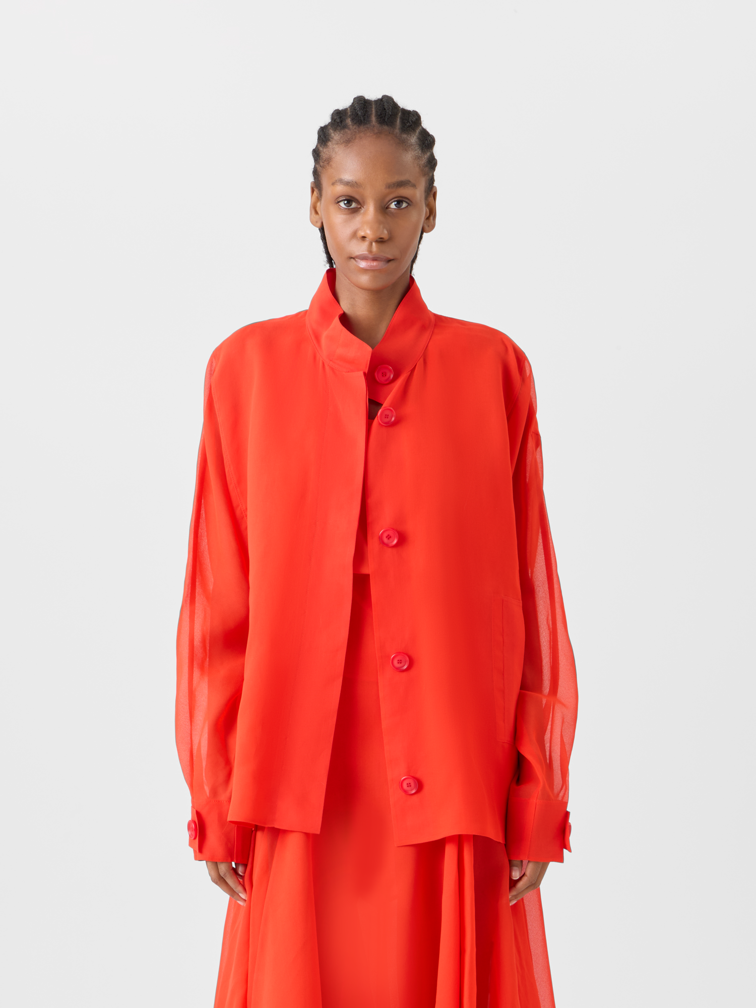 Designer Huma Oversize-Parkajacke aus Seidenorganza - Rot